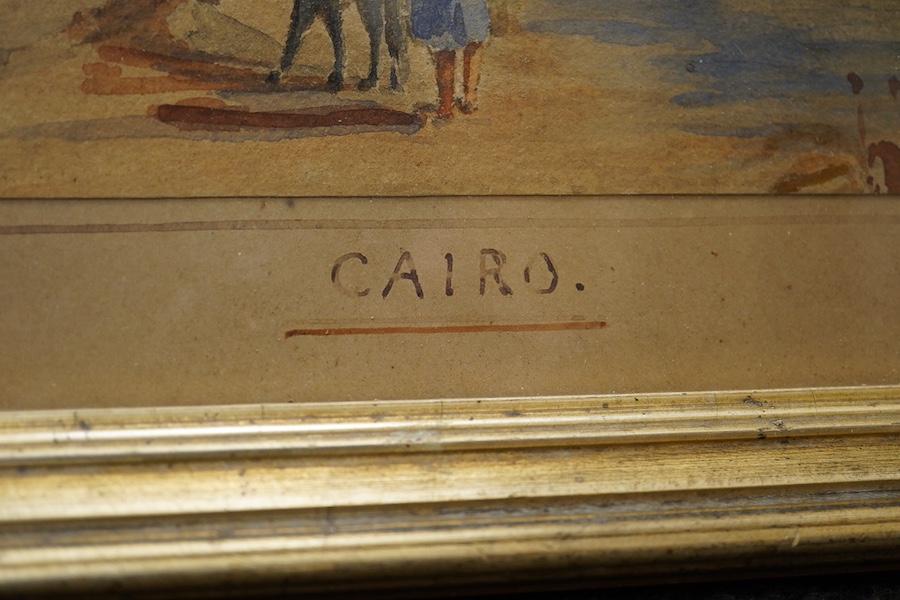 A 19th century watercolour of Cairo, signed and dated I.B. 1860, 25 x 52cm. Condition - fair